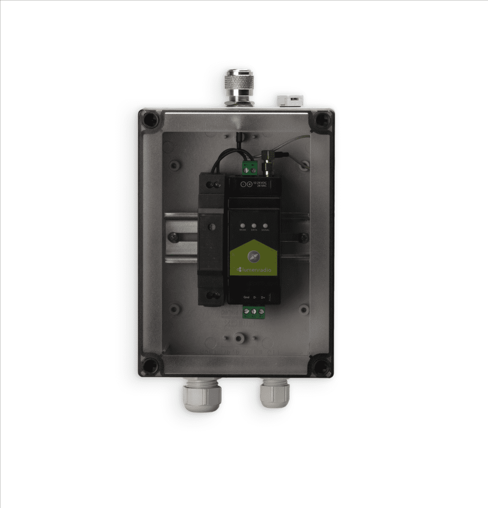 DIN rail IP67 enclosure LumenRadio
